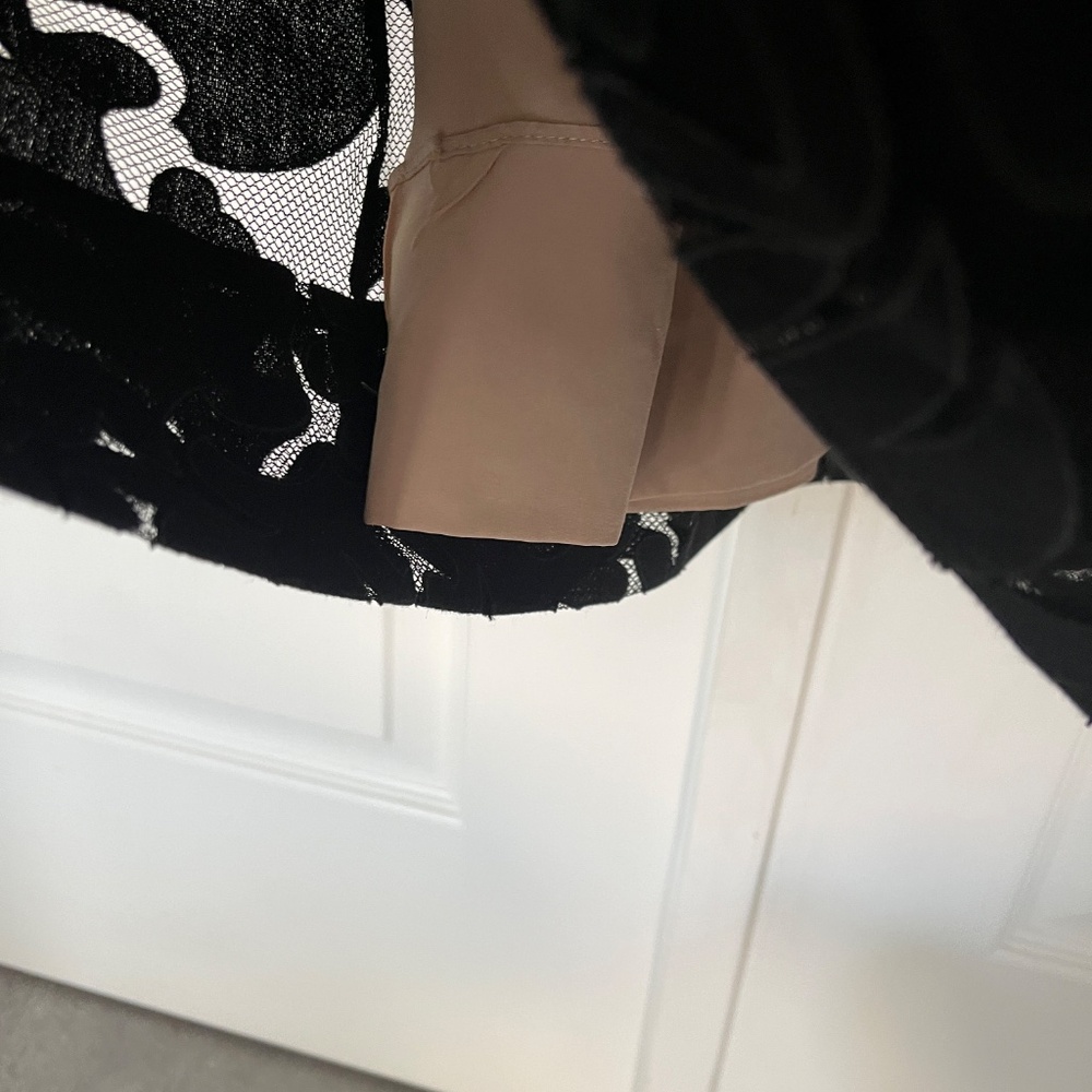 BCBGMaxAzria Black and Nude Lace Overlay Maxi Dress - Picture 6 of 7